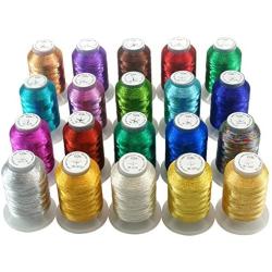 New brothread 20 Assorted Colors Metallic Embroidery Machine Thread Kit 500M (550Y) Each Spool for Computerized Embroidery and Decorative Sewing