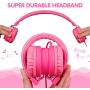 ONTA gorsun Foldable On Ear Audio Adjustable Lightweight Headphone for Kids Cellphones Smartphones iPhone Laptop Computer Mp3/4 Earphones (Pink)
