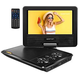 APEMAN 9.5 Portable DVD Player for Kids and Car with 7.5 HD Swivel Screen Support SD Card USB CD DVD with AV Input/Output and Earphone Port, Remote Control, 6 Hours Rechargeable Battery