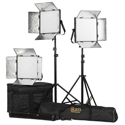 Ikan Lyra (3X) Bi-Color 3200K-5600K Soft Panel (1) 1 x 1 Studio & Field LED Lighting Kit, Includes Barn Doors, Stands and Case, Bi-Color Adjustable (LB10-3PT-KIT) - Black Ikan Lyra (3X) Bi-Color 3200K-5600K Soft Panel (1) 1 x 1 Studio & Field LED Lighting Kit, Includes Barn Doors, Stands and Case, Bi-Color Adjustable (LB10-3PT-KIT) - Black