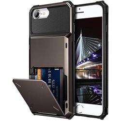Vofolen for iPhone 6s Case iPhone 8 Wallet iPhone SE 2020 Case Credit Card Holder ID Slot Pocket Dual Layer Protective Bumper Rugged TPU Rubber Armor Hard Shell Cover for iPhone 6 6s 7 8 SE2 Gun Color