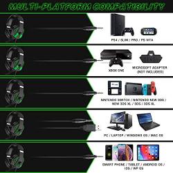 7100 Surround Gaming Headset Suitable for PS4 Xbox One Handle and Host Computer，PC、 Mac， be provided with Noise Reduction Microphone 、 with LED Color Light for Game Competition