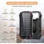 Solar Charger, 26800mAh Battery Solar Power Bank Wireless Portable Panel Charger with 4 Outputs & Dual Inputs Type-C, Waterproof External Backup Battery Pack with 18 LEDs Flashlight for Smartphones