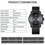 GOLDEN HOUR Mens Watches Fashion Sport Quartz Analog Black Mesh Stainless Steel Waterproof Chronograph Wrist Watch, Auto Date in Blue/Red/Gold Hands