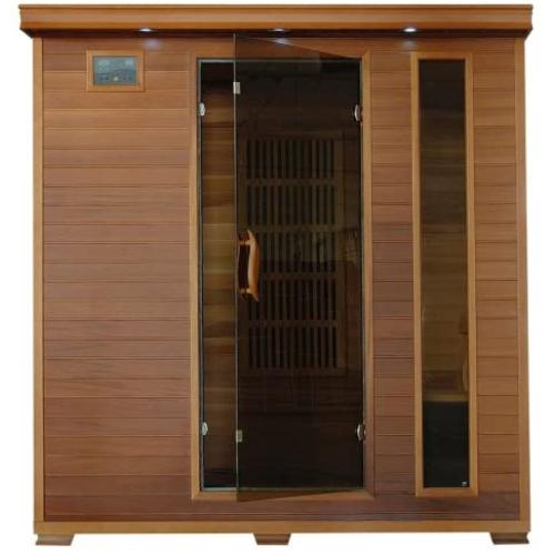 Radiant Saunas 4-Person Cedar Infrared Sauna with 9 Carbon Heaters, Chromotherapy Lighting, Oxygen Ionizer, Music System