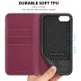 SHIELDON iPhone SE 2020 Case, iPhone 8 Wallet Case Genuine Leather Card Holder Magnetic Closure Stand Book Flip Cover Shockproof Protection Case Compatible with iPhone SE2/8/7 (4.7") - Red Violet