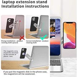 Side Mount Clip on Monitor Magnetic Laptop Stand with Phone Holder Computer Expansion Bracket for iPhone Smartphone Cellphone Fixed Flat and Slim Safty