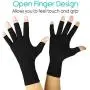 Vive Rheumatoid Arthritis Gloves - Men and Women Fingerless Compression Wrap for Hand Pain and Osteoarthritis - Black Hand Wrap for Arthritic Joint Symptom Relief - Open Finger Fit Vive Rheumatoid Arthritis Gloves - Men and Women Fingerless Compression Wrap for Hand Pain and Osteoarthritis - Black Hand Wrap for Arthritic Joint Symptom Relief - Open Finger Fit