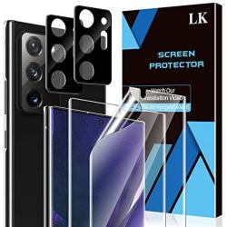 LK [2 Pack] Screen Protector + [2 Pack] Camera Lens Protector for Samsung Galaxy Note 20 Ultra, [Positioning Tool] [In-Display Fingerprint Support] HD Ultra-Thin, Anti-Scratch, Flexible TPU Film