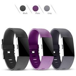 For Fitbit Charge 2 Bands,Replacement Accessory Wristbands for Fitbit Charge 2 HR,Small,Women Men,Black,Plum,Gray