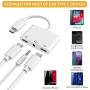 USB C Headphone Adapter, 3.5mm and Type C Digital Smart DAC Chip Audio Jack Splitter & 1 Charger, 3 in 1 Type C Charger Compatible for iPad Pro, Google Pixel, Samsung Note 10/10+, Huawei USB C Phone