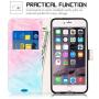 iPhone 6S Wallet Case,iPhone 6S Case,6S Case,iPhone 6 Case,JanCalm Pattern Premium PU Leather [Card/Cash Slots] Stand Flip Cover for iPhone 6/6S (4.7 inch) + Crystal Pen (Pink/Sky Blue)