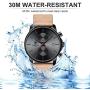 GOLDEN HOUR Mens Fashion Sport Quartz Watches with Leather Strap Waterproof Chronograph Watch, Auto Date in Blue/Red Hands, Color: Black, Brown