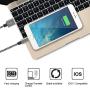 Boost Chargers 6Pack 8INCH Nylon Braided Fast Charging USB Power Charge & Sync Cable Cord for Smartphones, Tablets & Other Gadgets – Multiple USB Charger Station & Cell Phone - White/Grey