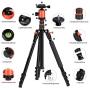 GEEKOTO 77 Tripod, Camera Tripod for DSLR, Compact Aluminum Tripod with 360 Degree Ball Head and 8kgs Load for Travel and Work