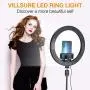 VillSure 10" Selfie Ring Light with Tripod Stand, LED Ring Light & Phone Holder for iPhone Android,Ringlight for Live Stream/Makeup/Photography/YouTube Video VillSure 10" Selfie Ring Light with Tripod Stand, LED Ring Light & Phone Holder for iPhone Android,Ringlight for Live Stream/Makeup/Photography/YouTube Video