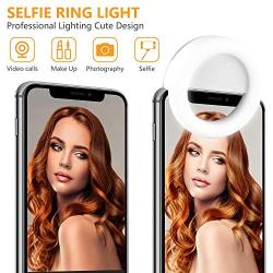 Selfie Ring Light, Portable Clip-on Fill Ring Light 3-Level Brightness Rechargeable Mini LED Camera Light for iPhone, Sumsung Galaxy, Smart Phones, Photography, Video