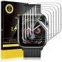 LK 6 Pack Screen Protector for Apple Watch (38mm Series 3/2/1 40mm Series 5 4 Compatible) Max Coverage HD Clear Film Bubble Free Anti-Scratch
