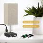 USB Bedside Table Lamp, MOICO Stylish Nightstand Lamp with 2 USB Charging Port and one AC Outlet, Modern Desk Lamp for Bedroom, Living Room, Kids Room, Dorm, Office