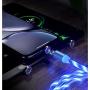 LED Flowing Magnetic Charger Blue Cable Light Up Candy Moving Party Shining Charger Phone Charging Cable Magnetic streamer absorption USB Snap Quick Connect 3 in 1 USB Cable (1 Cable+3 Magnetic Plugs)