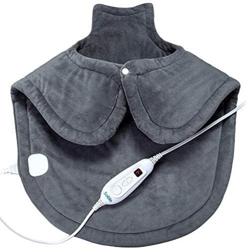 Large Heating Pad for Neck and Shoulders Pain Relief, Sable Heating Wrap for Neck with Auto Shut Off - 6 Temperature Settings