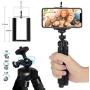 Mini Phone Tripod, SYOSIN Phone Camera Tripod Mount with Bluetooth Control and Universal Clip, 360° Rotating Flexible Tripod Stand Holder for Smartphone, Camera and GoPro