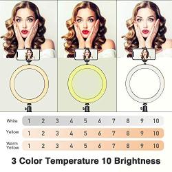 8" LED Selfie Ring Light with Tripod Stand & Phone Holder for Live Streaming & YouTube Video & Vlogs, Dimmable Makeup Ring Light for Photography, Shooting with 10 Brightness Level & 3 Light Modes