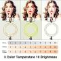 8" LED Selfie Ring Light with Tripod Stand & Phone Holder for Live Streaming & YouTube Video & Vlogs, Dimmable Makeup Ring Light for Photography, Shooting with 10 Brightness Level & 3 Light Modes