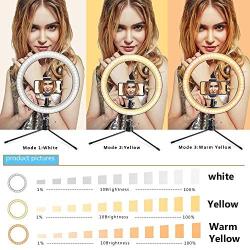 LED 10.2" Desktop Selfie Ring Light with Tripod Stand & Remote Control &10 Brightness Level & 3 Light Modes and 120 Bulbs 6500k for YouTube Video/Live Stream/Makeup/Photography for iPhone Android