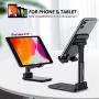 Kocuos Cell Phone Stand, Angle Height Adjustable Foldable Phone Holder Dock Cradle for Desk Compatible with iPhone 11 Pro Se Xs Xs Max Xr X 8 7 6 6s Plus, iPad Mini, All Smartphones (Black)