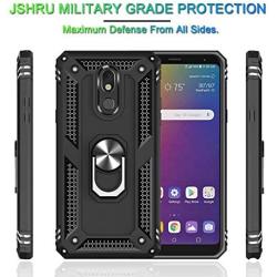 LG Stylo 5 Case, LG Stylo 5 Plus Case, LG Stylo 5V Case with Tempered Glass Screen Protector [2Pack], Jshru Military Grade Protective Phone Case with Ring Car Mount Kickstand for LG Stylo 5X Black