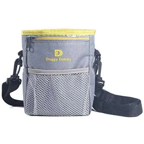 DoggyDobby Dog Training Treat Pouch with Poop Bag Dispenser, 3 Ways to Wear, Adjustable Waist Belt and Shoulder Strap DoggyDobby Dog Training Treat Pouch with Poop Bag Dispenser, 3 Ways to Wear, Adjustable Waist Belt and Shoulder Strap