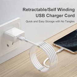 Magnetic Absorption Nano Data Cable, Super Organized Charging Cables Self Winding USB Charger Cord 360 Degree Streamer Data Cables Retractable Fast Charging Compatible with All i-Products (0.9M/3FT)