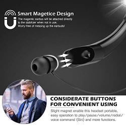 Bluetooth Headphones Neckband Lightweight Wireless Headset Call Vibrate Alert Sport Earbuds w/Mic Earphones 10 Hour Playtime for Running Compatible with iPhone Samsung Android (Black)