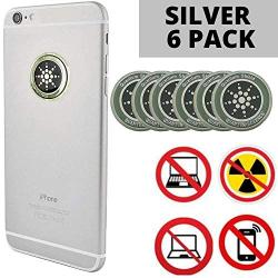 EMF Protection Sticker 6 Pack Gold/Silver | Block Cellphone Radiation | Laptops, Computers, WiFi… (Silver)