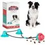 Dog Chew Double Suction Cup Rope Puzzle Toy Pet Aggressive Chewers Tug of War Toothbrush Multifunction Molar Bite Interactive Squeaky Toys Ball with Teeth Cleaning and Food Dispensing Features