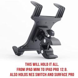 TACKFORM Universal Tablet Holder Compatible with Stationary Bicycle, Treadmill, Elliptical, Spin Bike, Microphone Stand, and Indoor Exercise Equipment - Compatible All Tablets Including iPad