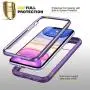 Diaclara iPhone 11 Case, Full Body Rugged Case with Built-in Touch Sensitive Anti-Scratch Screen Protector, Soft TPU Bumper Case Cover Clear Designed for iPhone 11 6.1" (Purple and Clear)