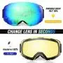Odoland Magnetic Interchangeable Ski Goggles with 2 Lens, Large Spherical Frameless Snow Goggles for Men & Women, OTG and UV400 Protection Odoland Magnetic Interchangeable Ski Goggles with 2 Lens, Large Spherical Frameless Snow Goggles for Men & Women, OTG and UV400 Protection