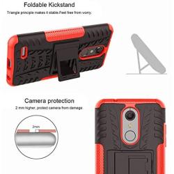 RioGree Phone Case for LG K10 2018/LG K30/LG Phoenix Plus/LG CV3 /Pro LTE/Harmony 2 Cell Phone Case, with Screen Protector Kickstand Cell Cover Skin, Red