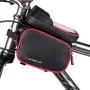 SQ Phone bagBike Frame Bag,Waterproof Bike Bag Bike Pouch,Bike Front Top Tube Touchscreen Pouch Bag with Headphone Hole,Handlebar Phone Bags for Under 6.2 Inchs Smartphone