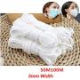 Braided Elastic Band, Elastic Bands for Sewing, 1/8in-3mm White Elastic String Cord Heavy Stretch High Elasticity Knit Strap Trim for DIY Sewing Craft (100Yard)