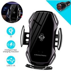 Wireless Charger Car Touch Sensing Automatic Retractable Clip Fast Charging Compatible for iPhone Xs Max/XR/X/8/8Plus Samsung S9/S8/Note 8