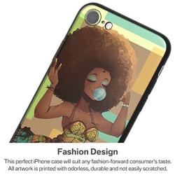 XIX Apple iPhone 7 Case Apple iPhone 8 Case Apple iPhone SE 2020 case African American Afro Girls Women Slim Fit Shockproof Bumper Cell Phone Accessories Thin Soft Black TPU Protective (02)