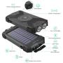 Solar Power Bank, Qi Portable Charger 10,000mAh External Battery Pack Type C Input Port Dual Flashlight, Compass, Solar Panel Charging(Black)