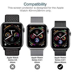 LK 6 Pack Screen Protector for Apple Watch (38mm Series 3/2/1 40mm Series 5 4 Compatible) Max Coverage HD Clear Film Bubble Free Anti-Scratch