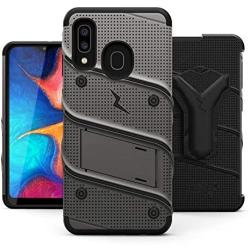 ZIZO Bolt Series for Samsung Galaxy A20 Case | Heavy-Duty Military-Grade Drop Protection w/Kickstand Included Belt Clip Holster Tempered Glass Lanyard Galaxy A50 - Metal Gray