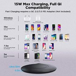 LETSCOM Wireless Charger, [2 Pack] Qi-Certified 15W Max Fast Wireless Charging Pad, Compatible with iPhone 11/11 Pro Max/XS Max/XR/XS/X/8/8+, Galaxy Note 10/Note 10+/S10/S10+/S10E (No AC Adapter)