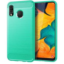 Samsung A20 case,Galaxy A20 Case,Galaxy A30 Case,MAIKEZI Soft TPU Slim Fashion Anti-Fingerprint Non-Slip Protective Phone Case Cover for Samsung Galaxy A20/A30(Mint Brushed TPU)