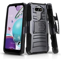 CasemartUSA Phone Case for [LG Aristo 5], [Refined Series][Black] Shockproof Protective Cover with Built-in Kickstand & Swivel Belt Clip Holster for LG Aristo 5 (T-Mobile, Metro, Sprint)